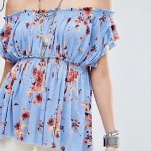 Free People Sam Off the Shoulder Floral Top
